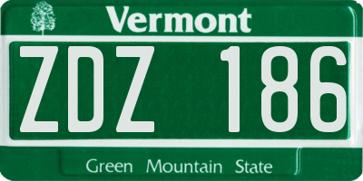 VT license plate ZDZ186