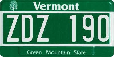 VT license plate ZDZ190
