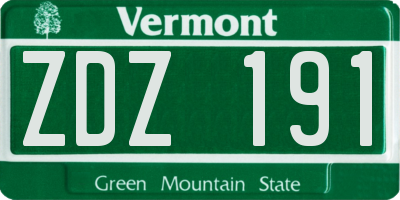 VT license plate ZDZ191