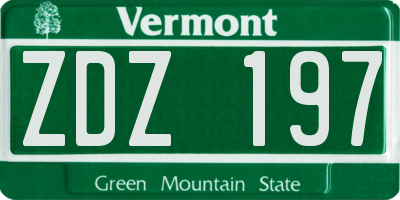 VT license plate ZDZ197