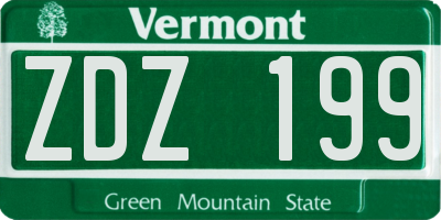 VT license plate ZDZ199
