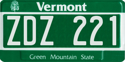 VT license plate ZDZ221