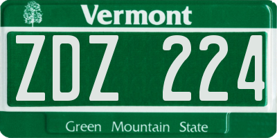 VT license plate ZDZ224