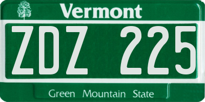 VT license plate ZDZ225