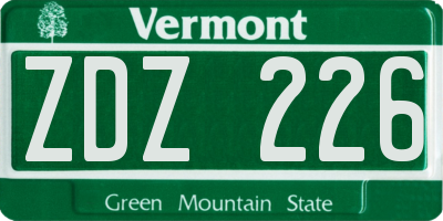 VT license plate ZDZ226