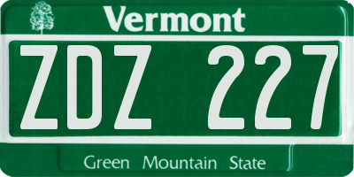 VT license plate ZDZ227