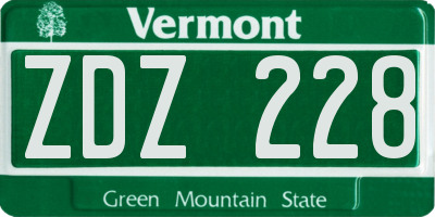 VT license plate ZDZ228