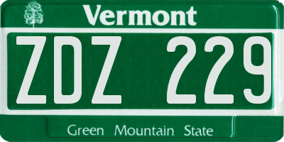 VT license plate ZDZ229