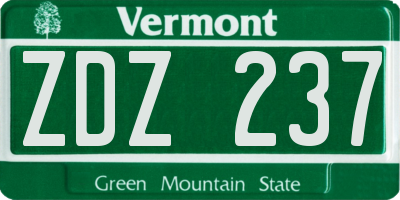 VT license plate ZDZ237