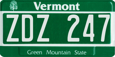 VT license plate ZDZ247