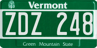 VT license plate ZDZ248
