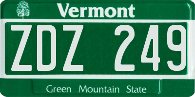 VT license plate ZDZ249