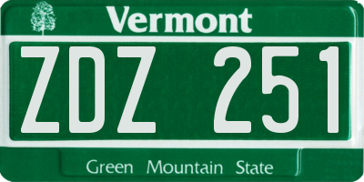 VT license plate ZDZ251