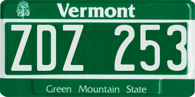VT license plate ZDZ253