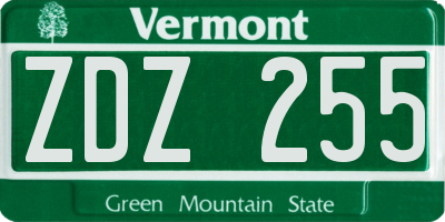VT license plate ZDZ255