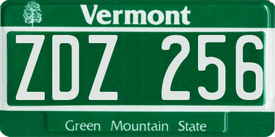 VT license plate ZDZ256