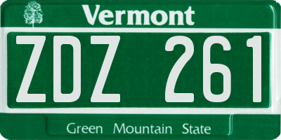 VT license plate ZDZ261
