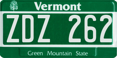 VT license plate ZDZ262