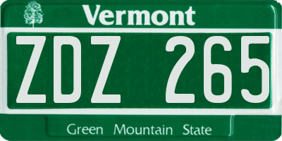 VT license plate ZDZ265