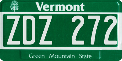 VT license plate ZDZ272