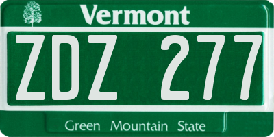 VT license plate ZDZ277
