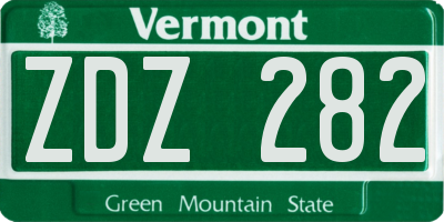 VT license plate ZDZ282