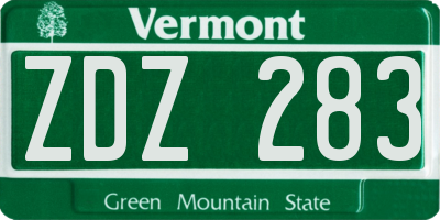 VT license plate ZDZ283
