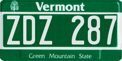 VT license plate ZDZ287