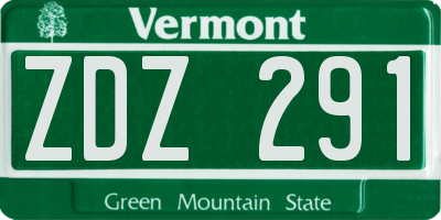 VT license plate ZDZ291