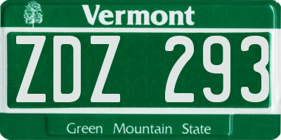 VT license plate ZDZ293