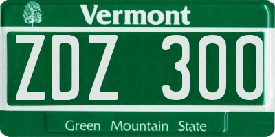 VT license plate ZDZ300