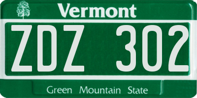VT license plate ZDZ302