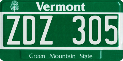 VT license plate ZDZ305