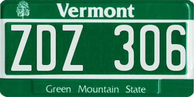VT license plate ZDZ306
