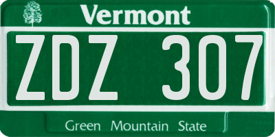 VT license plate ZDZ307