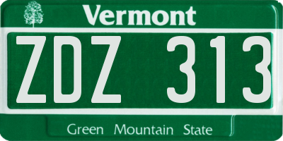 VT license plate ZDZ313