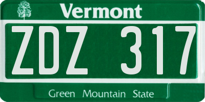 VT license plate ZDZ317