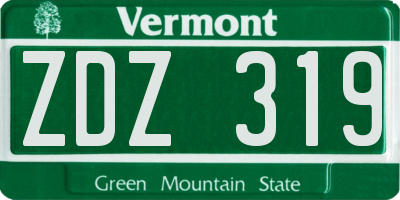 VT license plate ZDZ319
