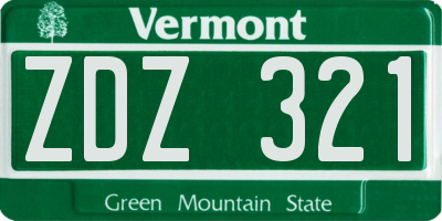 VT license plate ZDZ321