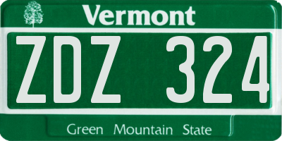 VT license plate ZDZ324