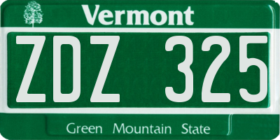 VT license plate ZDZ325