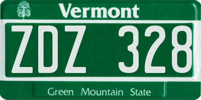 VT license plate ZDZ328