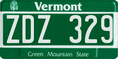 VT license plate ZDZ329