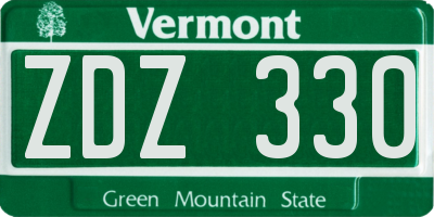 VT license plate ZDZ330