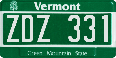 VT license plate ZDZ331