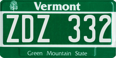 VT license plate ZDZ332