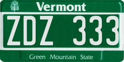 VT license plate ZDZ333