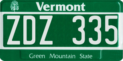 VT license plate ZDZ335