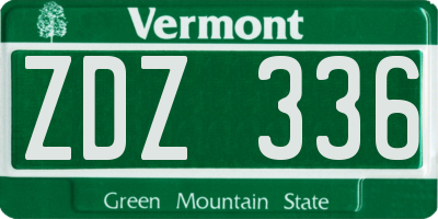 VT license plate ZDZ336
