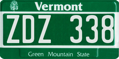 VT license plate ZDZ338